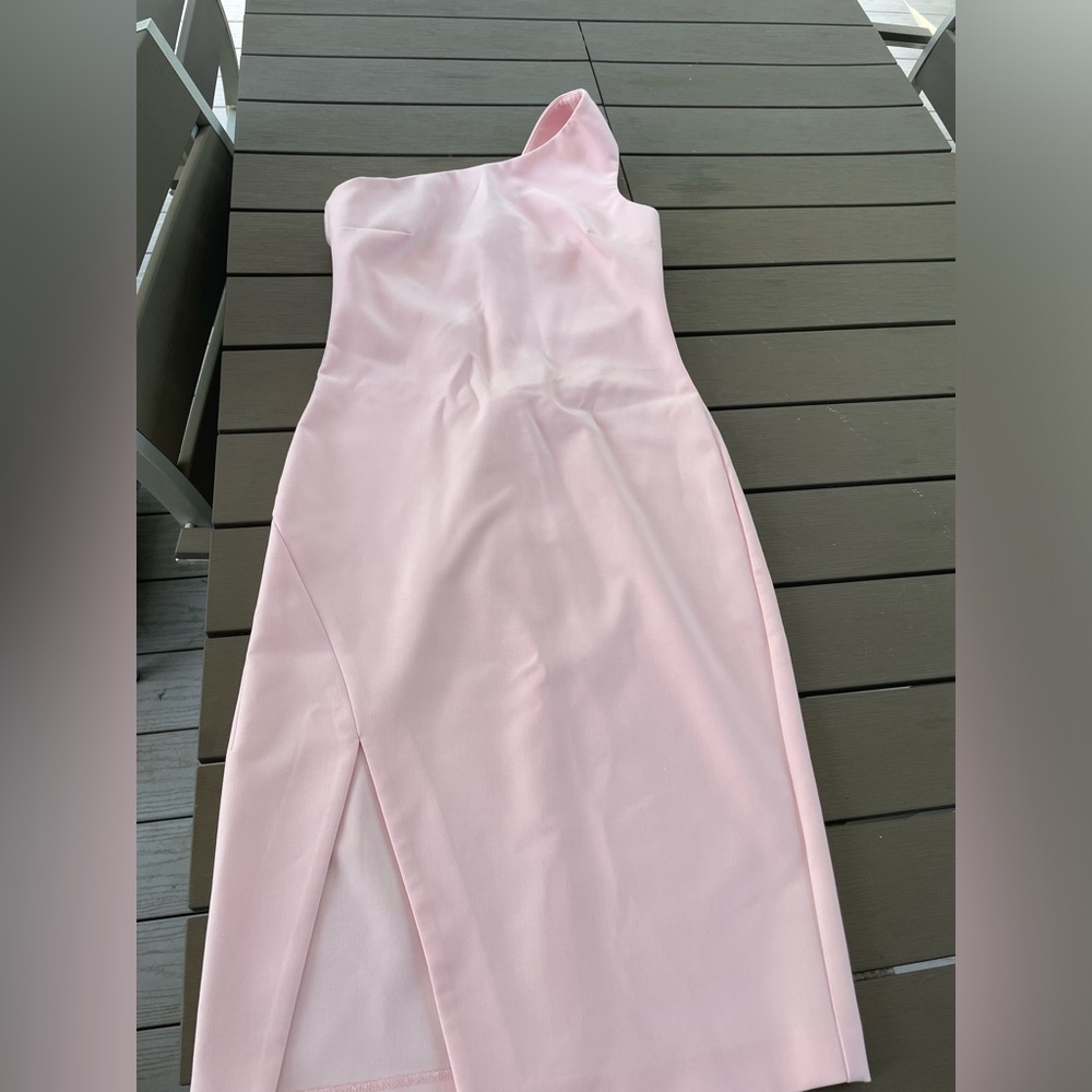 Likely One-Shoulder Midi Dress in Light Pink
